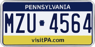 PA license plate MZU4564