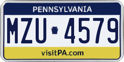 PA license plate MZU4579