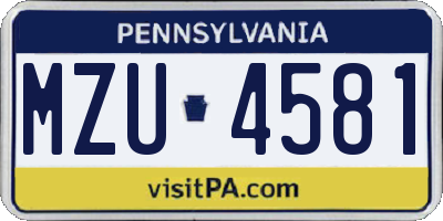 PA license plate MZU4581