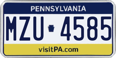 PA license plate MZU4585