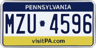 PA license plate MZU4596