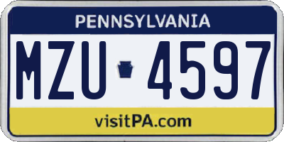PA license plate MZU4597