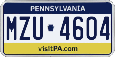 PA license plate MZU4604