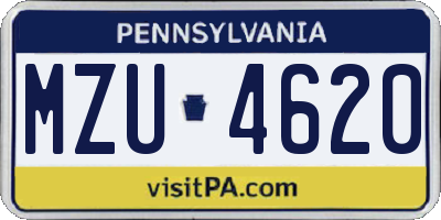 PA license plate MZU4620