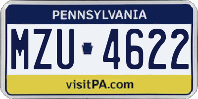 PA license plate MZU4622