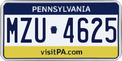 PA license plate MZU4625