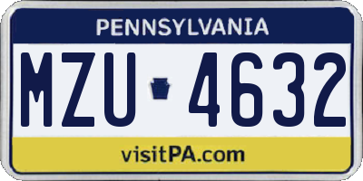 PA license plate MZU4632