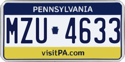 PA license plate MZU4633