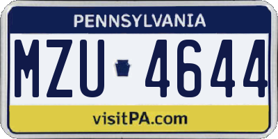 PA license plate MZU4644