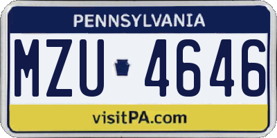 PA license plate MZU4646