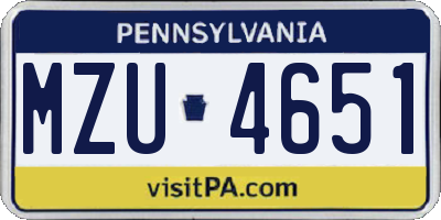 PA license plate MZU4651