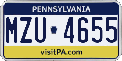 PA license plate MZU4655