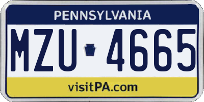 PA license plate MZU4665
