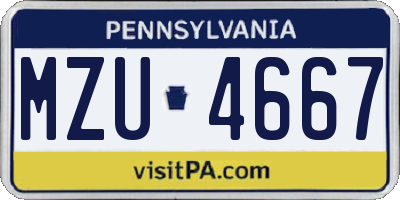 PA license plate MZU4667
