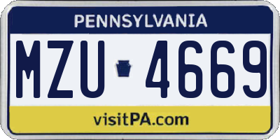PA license plate MZU4669