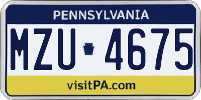PA license plate MZU4675