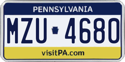 PA license plate MZU4680