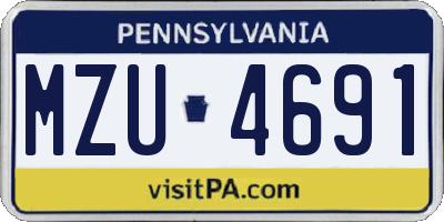 PA license plate MZU4691