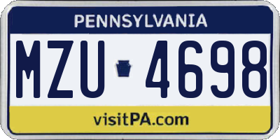 PA license plate MZU4698