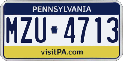 PA license plate MZU4713