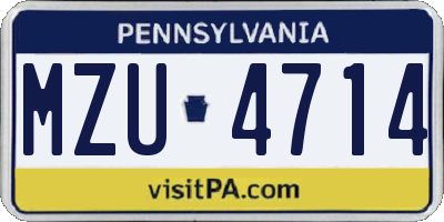 PA license plate MZU4714
