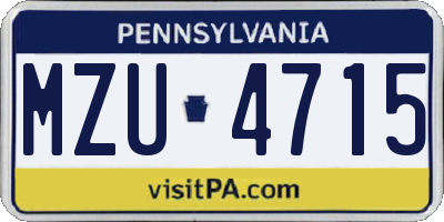 PA license plate MZU4715