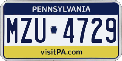 PA license plate MZU4729