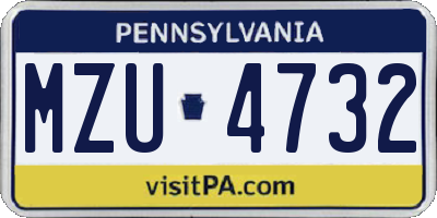 PA license plate MZU4732