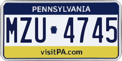 PA license plate MZU4745