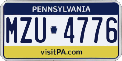 PA license plate MZU4776