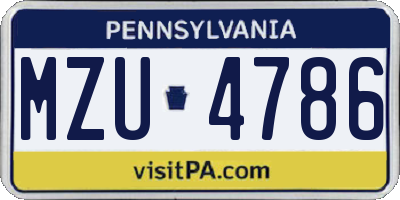 PA license plate MZU4786