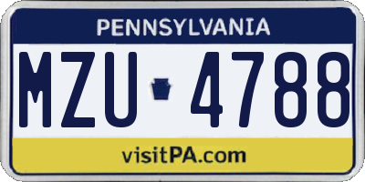 PA license plate MZU4788