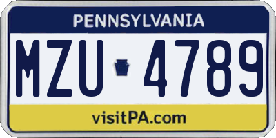 PA license plate MZU4789