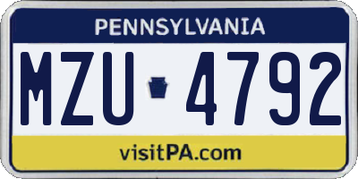 PA license plate MZU4792