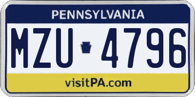 PA license plate MZU4796