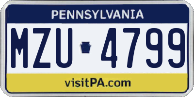 PA license plate MZU4799