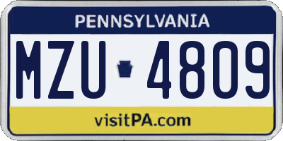 PA license plate MZU4809