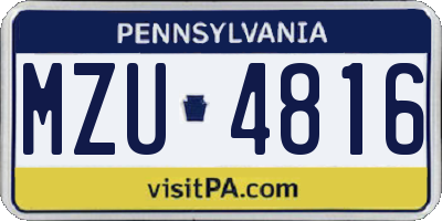 PA license plate MZU4816