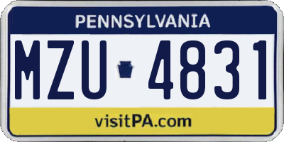 PA license plate MZU4831