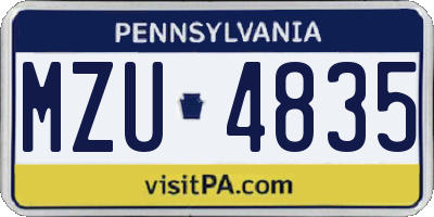 PA license plate MZU4835