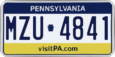 PA license plate MZU4841