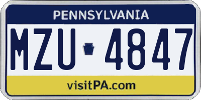 PA license plate MZU4847