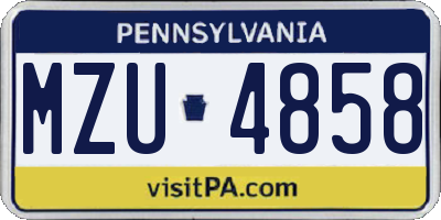 PA license plate MZU4858
