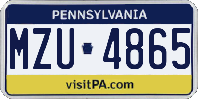 PA license plate MZU4865