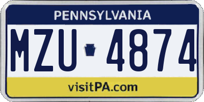 PA license plate MZU4874