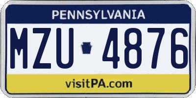 PA license plate MZU4876