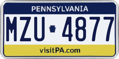 PA license plate MZU4877