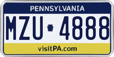 PA license plate MZU4888