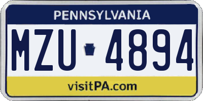 PA license plate MZU4894