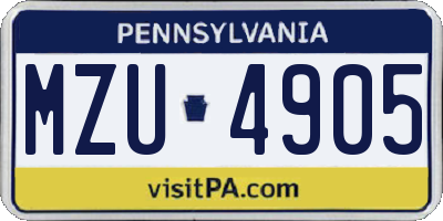PA license plate MZU4905